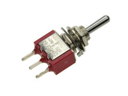 Przełącznik; dźwigniowy; T80-8014A-T1-B1-M2; 3*1; (ON)-OFF-(ON); 1 tor; 3 pozycje; monostabilny; na panel; przewlekany (THT); 2A; 250V AC; czerwony; 13mm; Highly; RoHS