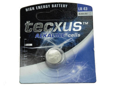 Bateria; alkaliczna; LR43 AG12; 1,5V; 100mAh; blister; fi 11,6x4,2mm; TECXUS; AG12; LR43
