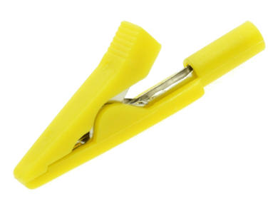 Crocodile clip; 27.187.3; yellow; 41,5mm; pluggable (2mm banana socket); 10A; 60V; nickel plated brass; Amass; RoHS; 8.101