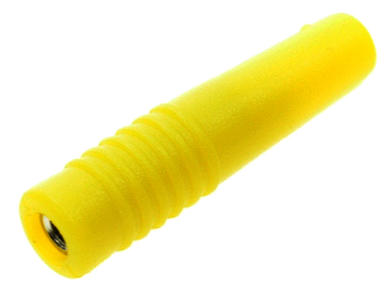 Banana socket; 2mm; 25.432.3; cable mounted; yellow; solder; 25mm; 24A; 60V; nickel plated brass; PVC; Amass; RoHS; 1.303.Y