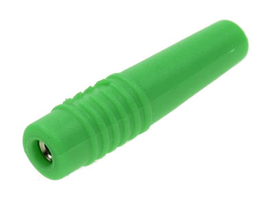 Banana socket; 2mm; 25.432.4; cable mounted; green; solder; 25mm; 24A; 60V; nickel plated brass; PVC; Amass; RoHS; 1.303.G