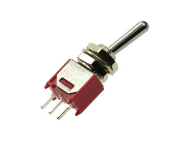 Switch; toggle; TS4-B1-T1-M2; 2*1; ON-ON; 1 way; 2 positions; bistable; panel mounting; through hole; 1,5A; 250V AC; red; 13mm; Highly; RoHS