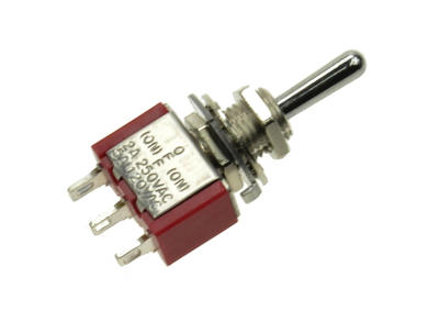 Switch; toggle; T80-8014A-T1-B1-M1; 3*1; (ON)-OFF-(ON); 1 way; 3 positions; momentary; panel mounting; solder; 2A; 250V AC; red; 13mm; Highly; RoHS