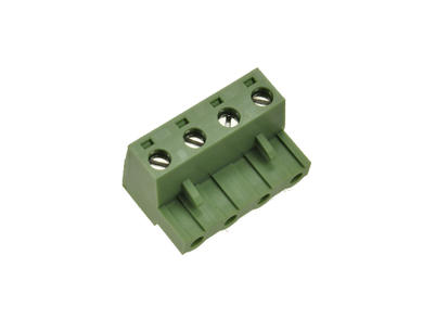 Terminal block; XY2500F-M-04P7,5; 4 ways; R=7,50mm; 18,6mm; 12A; 300V; for cable; angled 90°; square hole; slot screw; screw; vertical; 2,5mm2; green; Xinya; RoHS