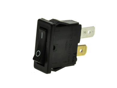 Switch; rocker; H8800VB; ON-OFF; 1 way; black; no backlight; bistable; 4,8x0,8mm connectors; 6,8x17,4mm; 2 positions; 10A; 250V AC; Bulgin