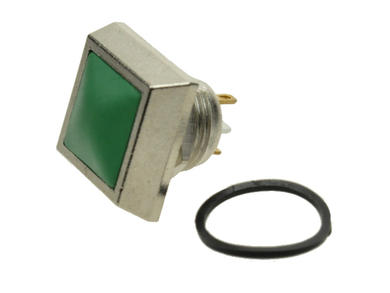 Switch; push button; GQ12S-10J/T-G; OFF-(ON); green; no backlight; solder; 2 positions; 2A; 36V DC; 12mm; 15mm; Onpow