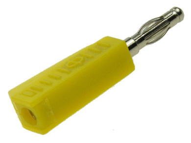 Banana plug; 4mm; 1.107.Y; yellow; 45mm; solder; pluggable (4mm banana socket); 19A; 60V; nickel plated brass; PE; Amass; RoHS