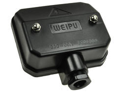Puszka połączeniowa; listwa elektryczna; TYP6004; 5 torów; 0mm; 30A; 250V; na panel; otwór okrągły; śrubowy; poziomy; 2,5÷10mm2; czarny; Weipu; 7-12mm