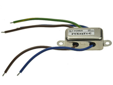 Filter; anti-interference; FYK03T1-C; 250V AC; 100nF; 3,3nF; 3A; with cables; -25...+85°C; 1,8mH; FYK; FYK03T1-YK18103300C; QLT Power; RoHS