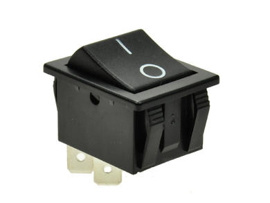 Switch; rocker; C1551ALBB01; OFF-(ON); 2 ways; black; no backlight; momentary; 6,3x0,8mm connectors; 22x30mm; 2 positions; 16A; 250V AC; Bulgin