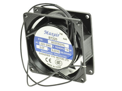 Fan; 8025S2HL; 80x80x25mm; slide bearing; 230V; AC; 14W; 30,6m3/h; 29dB; 70mA; 2550RPM; 2 wires; Maxair (Ya-Cool); RoHS