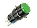 Przełącznik; przyciskowy; LAS1-AY-11/G/12V; ON-(ON); zielony; podświetlenie LED 12V; zielony; do lutowania; 2 pozycje; 5A; 250V AC; 16mm; 30mm; Onpow