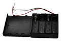 Battery holder; BC341; 4xR6(AA); with cable; with switch; with lid; container; black; KLS; R6 AA