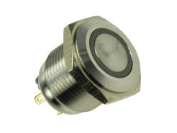 Przełącznik; przyciskowy; GQ16F-10E/JY/12V/S; OFF-(ON); 1 tor; podświetlenie LED 12V; żółty; ring; monostabilny; na panel; 2A; 36V DC; 16mm; IP65; Onpow; RoHS