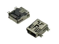 Socket; miniUSB B; 229-5FB; USB 2.0; black; surface mount; angled 90°; horizontal; phosphor brozne; RoHS