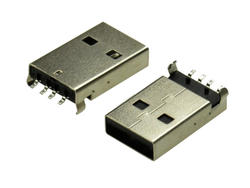 Wtyk; USB A; 180B-B; USB 2.0; czarny; powierzchniowy (SMD); kątowe 90°; poziome; brąz fosforowany; RoHS
