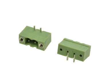 Terminal block; XY2500R-DS-02P; 2 ways; R=5,08mm; 8,4mm; 12A; 300V; through hole; angled 90°; bolted; green; Xinya; RoHS