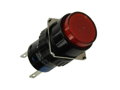 Przełącznik; przyciskowy; LAS1-AY-11/R/24V; ON-(ON); czerwony; podświetlenie LED 24V; czerwony; do lutowania; 2 pozycje; 5A; 250V AC; 16mm; 30mm; Onpow