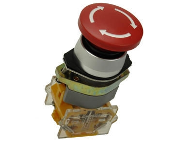 Przełącznik; bezpieczeństwa; przyciskowy; LAS0-A1Y-11TS/R; ON-OFF+OFF-ON; grzybkowy; odkręcany; 2 tory; czerwony; bez podświetlenia; bistabilny; śrubowe; 10A; 500V AC; Onpow