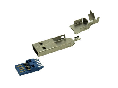 Plug; USB A; 149M; USB 3.0; blue; for cable; straight; solder; phosphor brozne; RoHS