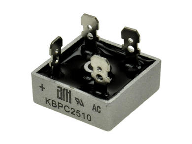 Bridge rectifier; KBPC2510; 25A; 1000V; cube; connectors; FM type 28,3x28,3x11mm; RoHS