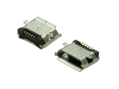Socket; microUSB B; 233-0-1-0; USB 2.0; black; surface mount; horizontal; metal; RoHS