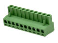 Terminal block; EDK-5.08-10P-4S; 10 ways; R=5,08mm; 17,4mm; 15A; 300V; for cable; angled 90°; square hole; slot screw; screw; vertical; 2,5mm2; green; KLS; RoHS