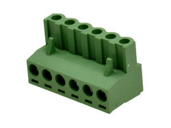 Terminal block; EDK-5.08-06P-4S; 6 ways; R=5,08mm; 17,4mm; 15A; 300V; for cable; angled 90°; square hole; slot screw; screw; vertical; 2,5mm2; green; KLS; RoHS