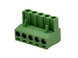 Łączówka; EDK-5.08-05P-4S; 5 torów; R=5,08mm; 17,4mm; 15A; 300V; na przewód; kątowe 90°; otwór kwadratowy; śruba prosta; śrubowy; pionowy; 2,5mm2; zielony; KLS; RoHS