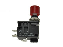 Przełącznik; przyciskowy; VAQ4-R-15-1A; ON-(ON); czerwony; bez podświetlenia; do lutowania; 2 pozycje; 15A; 250V AC; 10,5mm; 23mm; Highly