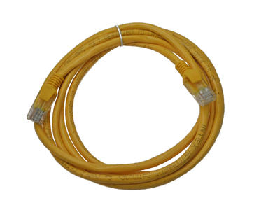 Cable; patchcord; UTP kat.5e; 2x RJ45 plugs; 2m; yellow; 4x2 cores 0,50mm; Intex; PVC; round; stranded; Cu; RoHS