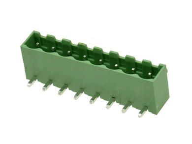 Terminal block; EDRC-5.08-08P-4; 8 ways; R=5,08mm; 8,2mm; 15A; 300V; through hole; angled 90°; closed; green; KLS; RoHS