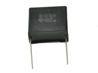 Capacitor; polypropylene; X2; MKP; 1uF; 250V AC; MKT; ECQU2A105ML; 20%; 12x21,5x26mm; 22,5mm; bulk; -40...+110°C; Panasonic; RoHS