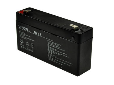 Akumulator; kwasowy bezobsługowy AGM; LP1.3-6; 6V; 1,3Ah; 96x24x51(58)mm; konektor 4,8 mm; VIPOW; 0,31kg