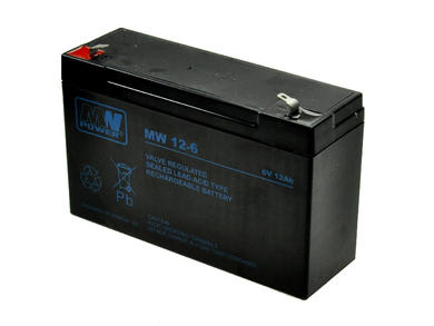 Akumulator; kwasowy bezobsługowy AGM; MW 12-6; 6V; 12Ah; 151x50x94(100)mm; konektor 4,8 mm; MW POWER; 1,95kg; 6÷9 lat