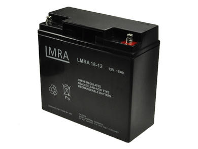 Akumulator; kwasowy bezobsługowy AGM; LMRA 18-12; 12V; 18Ah; 181x77x167mm; śruba M5; LMRA; 4,56kg; 3÷5 lat