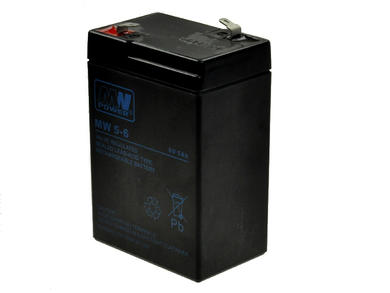 Akumulator; kwasowy bezobsługowy AGM; MW 5-6; 6V; 5Ah; 70x48x101(106)mm; konektor 4,8 mm; MW POWER; 0,9kg; 6÷9 lat