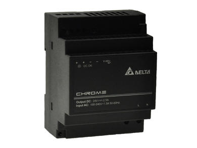 Power Supply; DIN Rail; DRC24V60W1AZ CHROME; 24V DC; 2,5A; 60W; LED indicator; plastic case; black; Delta Electronics; RoHS