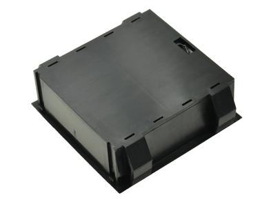 Battery holder; BE 60; plastic; black; 65x65mm; na 2 baterie 6F22 9V; Bopla; RoHS