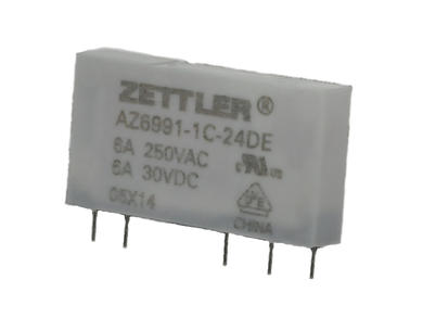 Relay; electromagnetic miniature; AZ6991-1C-24DE; 24V; DC; SPDT; 6A; 250V AC; 6A; 30V DC; PCB trough hole; for socket; Zettler; RoHS