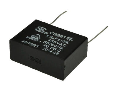 Kondensator; silnikowy; 1,8uF; 450V AC; CBB61 1.8uF/450V 10%; 14,5x27x38mm; przewlekany (THT); S-cap; RoHS