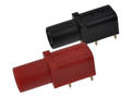 Banana socket; 4mm; 24.245.1; through hole mounted; red; angled; safe; 33,6mm; 24A; 1000V; gold plated brass; PA; Amass; RoHS
