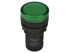 Indicator; AD16-22DS/G/12V; 22mm; LED 12V backlight; green; screw; black; IP40; 38mm; Onpow; RoHS