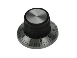 Gałka; dial 3017C; 6,35mm; czarny; szary; fi 23,5/15mm; 14,5mm; plastik; ze skalą; blokowane śrubą; Omter