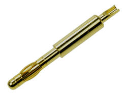 Banana plug; 4mm; 28.430; uninsulated; 47mm; solder; gold plated brass; Amass; RoHS; 5.405.N