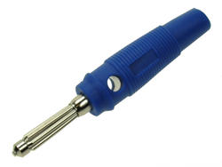 Banana plug; 4mm; 25.413.5; blue; 61mm; pluggable (4mm banana socket); screwed; 32A; 60V; nickel plated brass; PVC; Amass; RoHS; 1.128