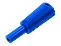 Banana plug; 4mm; 25.501.5; blue; safe; 50mm; pluggable (4mm banana socket); solder; 32A; 600V; nickel plated brass; PA; Amass; RoHS; 1.102.BL