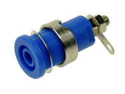 Banana socket; 4mm; 24.301.5; blue; safe; solder; 32,5mm; 32A; 1000V; nickel plated brass; PA; Amass; RoHS; 2.202