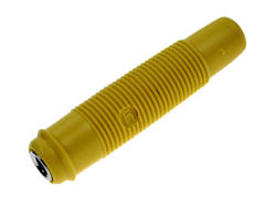 Gniazdo bananowe; 4mm; KUN30 931804103; na kabel; żółty; lutowany; 48mm; 16A; 60V; mosiądz; PVC; Hirschmann; RoHS