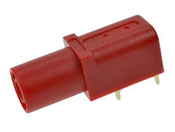 Banana socket; 4mm; 24.245.1; through hole mounted; red; safe; angled; 33,6mm; 24A; 1000V; gold plated brass; PA; Amass; RoHS